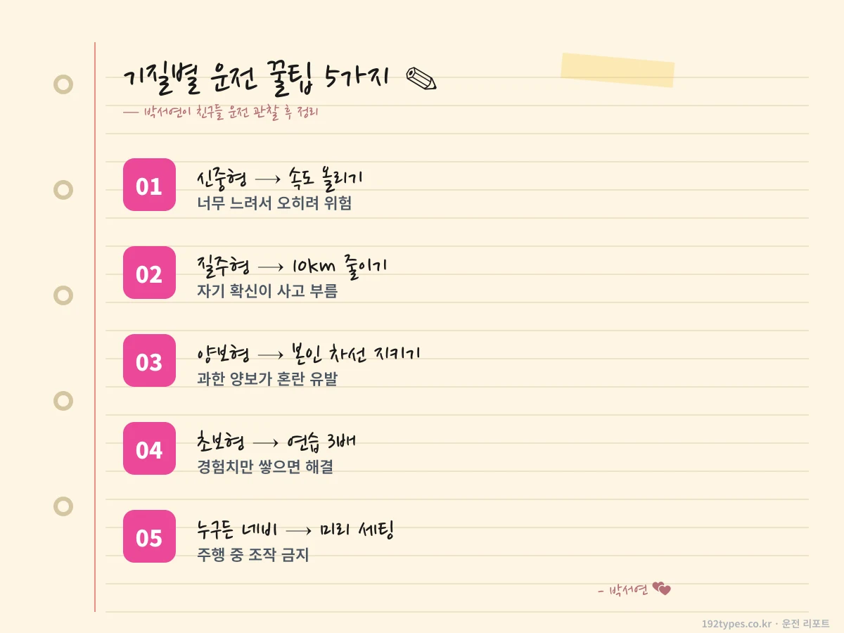 기질별 운전 꿀팁 5가지