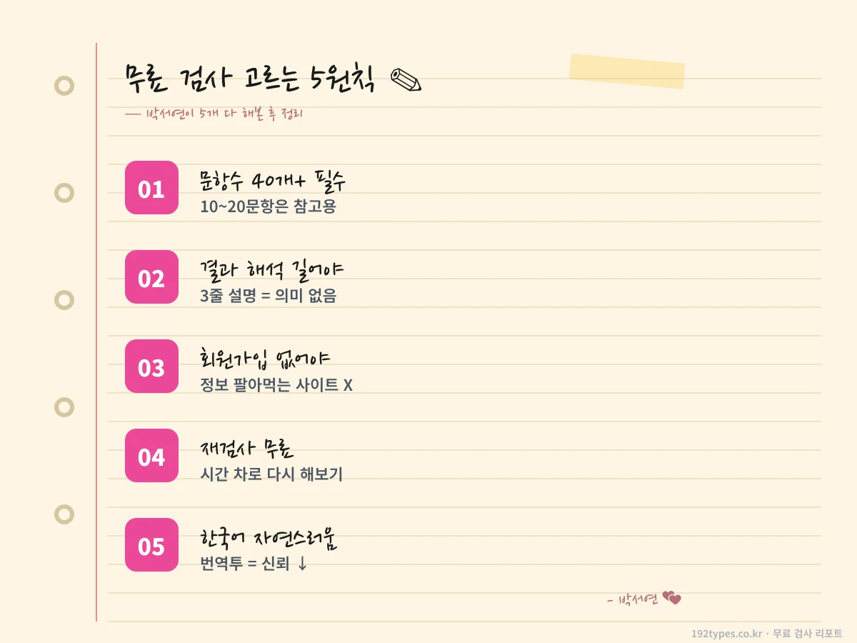 무료 검사 고르는 5원칙