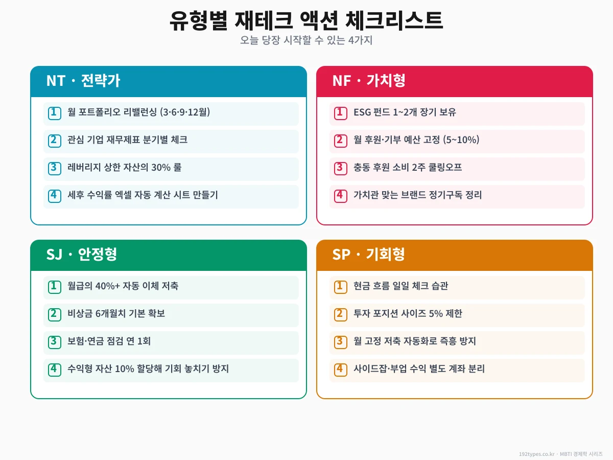 기질별 실전 체크리스트 — 오늘 당장 할 수 있는 4가지
