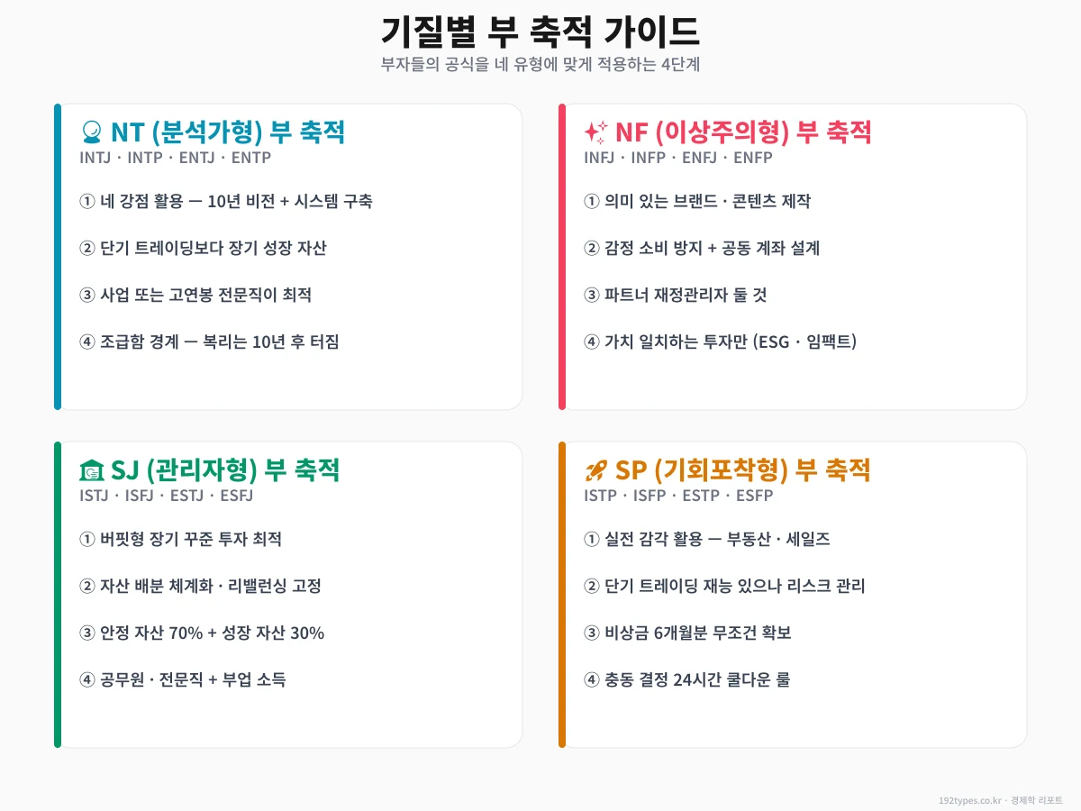 기질별 부 축적 가이드 — 오늘부터 네 유형에 맞게